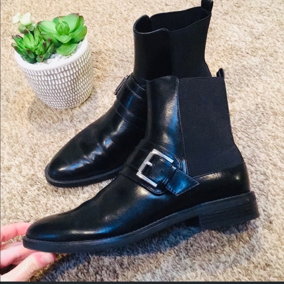 Zara black leather Ankle Boots 7 - Picture 2 of 6